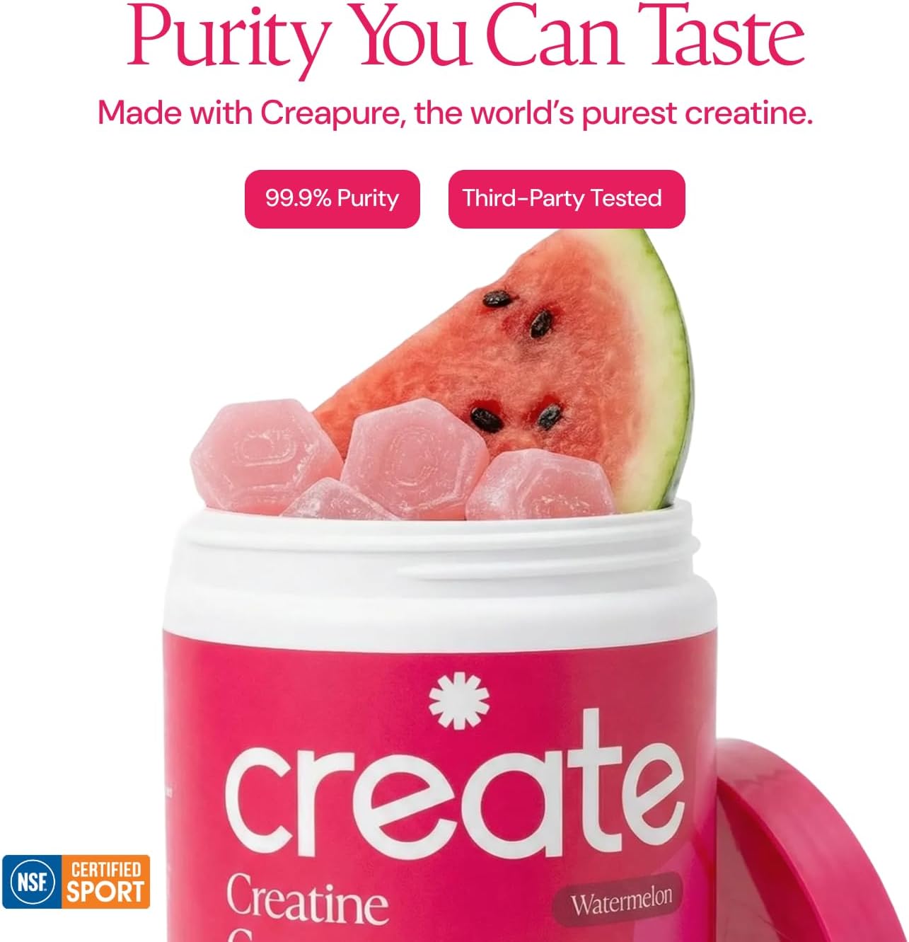 Create Creatine Monohydrate Gummies – Creapure Daily Muscle Building & Recovery Supplement (Watermelon, 90 Gummies)