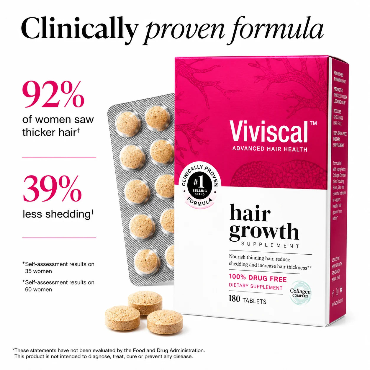 Viviscal Advanced Hair Health Supplement for Women - 180 Tablets